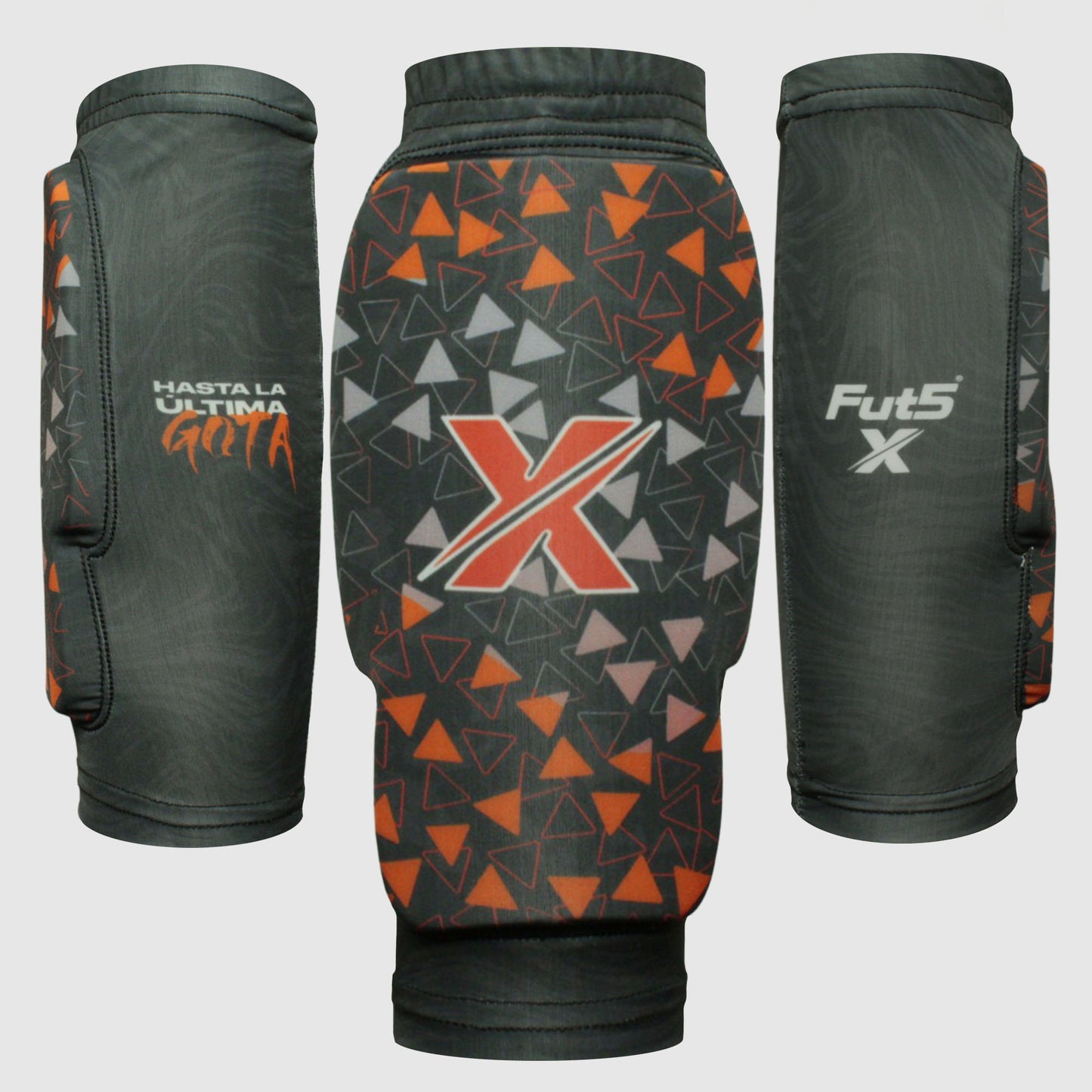 Canilleras para microfutbol Fut5 X ELASTIC TECH - Negras/Naranja