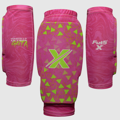 Canilleras para microfutbol Fut5 X ELASTIC TECH - Fucsia/Verde