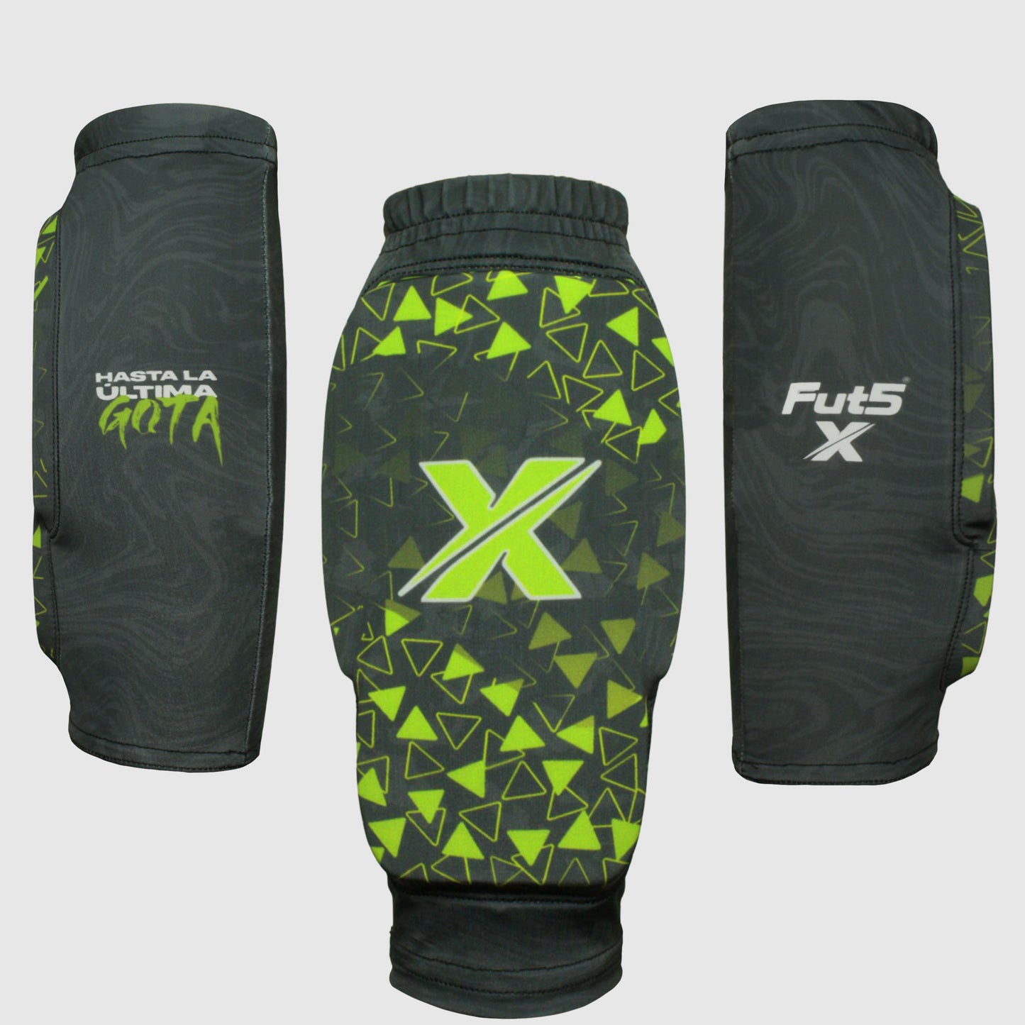 Canilleras para microfutbol Fut5 X ELASTIC TECH - Negras/Verde